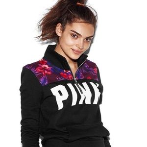 *RARE* VS Pink Floral Print Quarter Zip Pullover